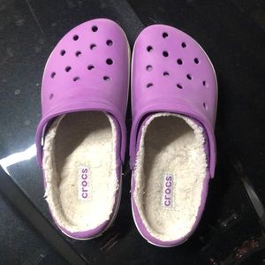 Purple Fur Lined Crocs